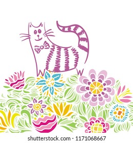 Cute cartoon cat. Vector illustration