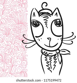 Cute cartoon cat. Vector illustration