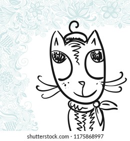 Cute cartoon cat. Vector illustration