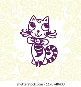 Cute cartoon cat. Vector illustration