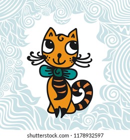 Cute cartoon cat. Vector illustration