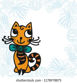 Cute cartoon cat. Vector illustration