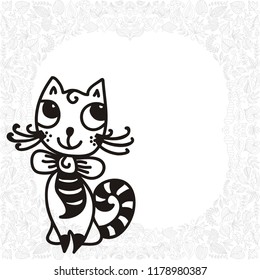 Cute cartoon cat. Vector illustration