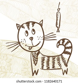 Cute cartoon cat. Vector illustration