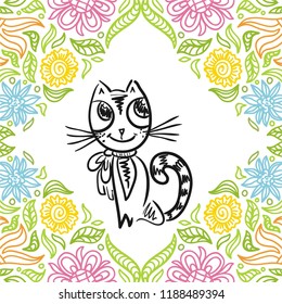 Cute cartoon cat. Vector illustration
