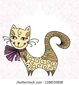 Cute cartoon cat. Vector illustration