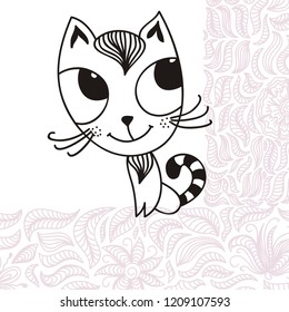 Cute cartoon cat. Vector illustration