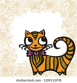 Cute cartoon cat. Vector illustration