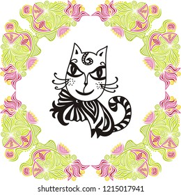 Cute cartoon cat. Vector illustration