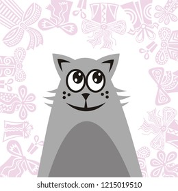 Cute cartoon cat. Vector illustration