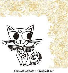 Cute cartoon cat. Vector illustration