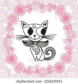 Cute cartoon cat. Vector illustration