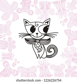 Cute cartoon cat. Vector illustration