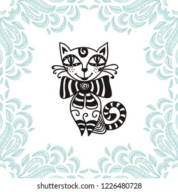 Cute cartoon cat. Vector illustration