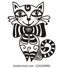 Cute cartoon cat. Vector illustration