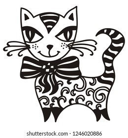 Cute cartoon cat. Vector illustration
