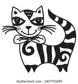 Cute cartoon cat. Vector illustration
