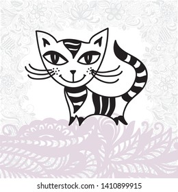 Cute cartoon cat. Vector illustration