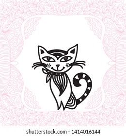 Cute cartoon cat. Vector illustration