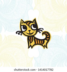Cute cartoon cat. Vector illustration