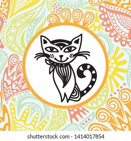Cute cartoon cat. Vector illustration