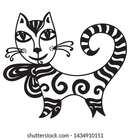 Cute cartoon cat. Vector illustration