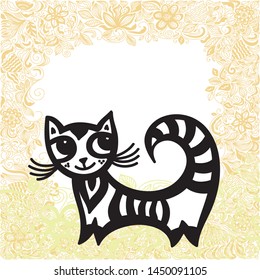 Cute cartoon cat. Vector illustration