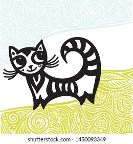 Cute cartoon cat. Vector illustration
