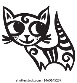 Cute cartoon cat. Vector illustration