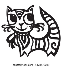 Cute cartoon cat. Vector illustration