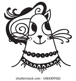 Cute cartoon cat. Vector illustration