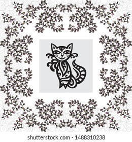 Cute cartoon cat. Vector illustration