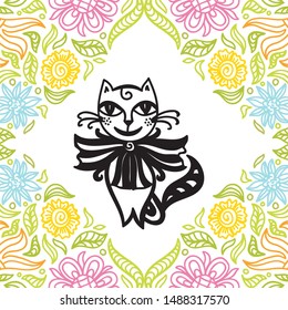 Cute cartoon cat. Vector illustration
