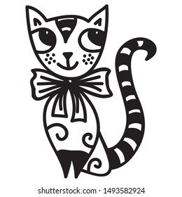 Cute cartoon cat. Vector illustration