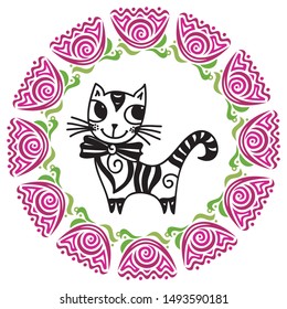Cute cartoon cat. Vector illustration