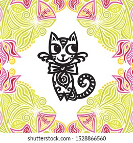 Cute cartoon cat. Vector illustration