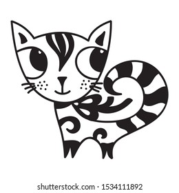 Cute cartoon cat. Vector illustration
