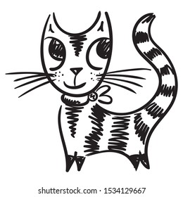 Cute cartoon cat. Vector illustration
