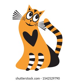 Cute cartoon cat. Vector illustration