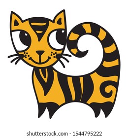 Cute cartoon cat. Vector illustration