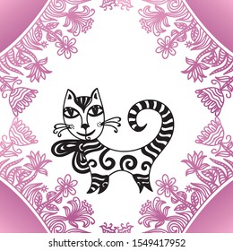Cute cartoon cat. Vector illustration