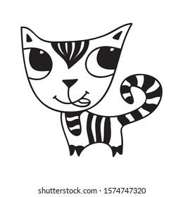 Cute cartoon cat. Vector illustration