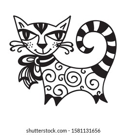 Cute cartoon cat. Vector illustration