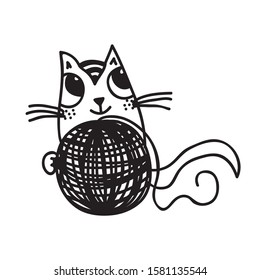 Cute cartoon cat. Vector illustration
