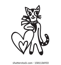 Cute cartoon cat. Vector illustration