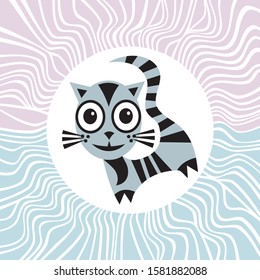Cute cartoon cat. Vector illustration