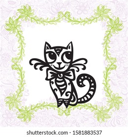 Cute cartoon cat. Vector illustration