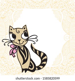 Cute cartoon cat. Vector illustration