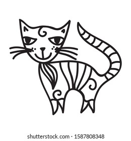 Cute cartoon cat. Vector illustration