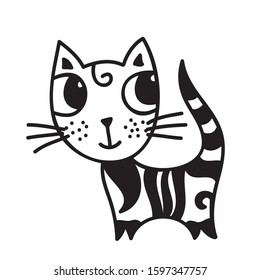 Cute cartoon cat. Vector illustration